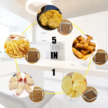 Multifunctional Creative 5 In 1 Pentru Legume Fructe Produse Alimentare Cutter Cuburi De Mere Răzătoare De Cartofi Prăjiți Slicer Accesorii De Bucatarie