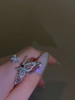 Origine Vara Cristal Stras Fluture Inele pentru Femei Mujer Charm Argintiu din Aliaj Faux Aripa Inel de Nunta Petrecere Bijuterii