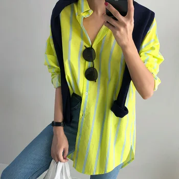 SuperAen 2021 Primavara Toamna cu Dungi cu Maneca Lunga-Camasa de sex Feminin coreeană Stil de Bumbac Femei Bluze si Topuri de Moda