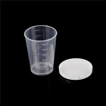 10buc 50ml Plastic Lichid de Măsurare Cupe Transparente Medicina Măsură Cupe de Stocare Probe Ambarcațiuni Lipici Vopsea Oala Cu Capac