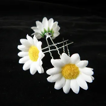 Daisy Floarea-soarelui Bastoane de Păr de Vară Boho U în formă de Clipuri de Nunta Mireasa Agrafe Vacanță pe Plajă Petrecere de Păr Bijuterii Pentru Femei Fata
