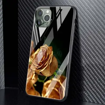 Negru Și Auriu Estetic Temperat Pahar Telefon Caz Pentru iPhone 12 Mini 11 Pro Max 7 X XR 6 Plus XS 6S 8 SE 2020 Funda Acoperire Coajă