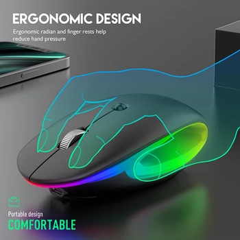 SeenDa 2.4 g Wireless Bluetooth Mouse-ul Reîncărcabilă Mouse-ul Ergonomic RGB Gaming Mouse pentru Calculator, Laptop, iPad Gol-Sculptate