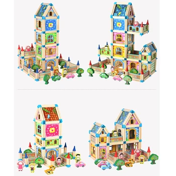 Casă de păpuși în Miniatură DIY casă de Păpuși Cu Papusa Casa de Lemn 128pcs /268pcs Jucarii Pentru Copii, Cadouri de Vacanță Ori