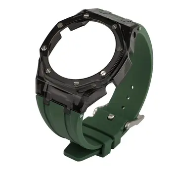 Curea din silicon pentru Casio G-SHOCK GA2100 Ceas adaptor bărbați femei sport impermeabil transparent curea accesorii, negru, verde