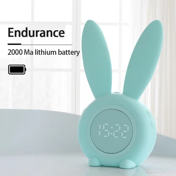 Ceas cu Alarmă Digital cu LED Iepure Drăguț Senzor de Sunet Silicon Timer Lumina de Noapte pentru Copii de Dormit Magnetic de Perete Ceas de Noptiera