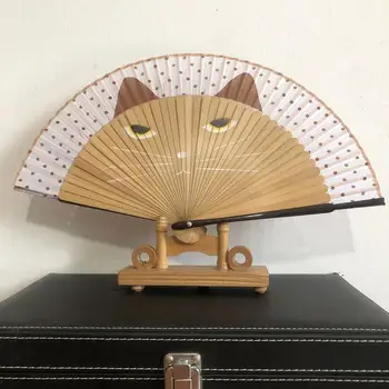 Vintage Model Pisica Ciucure Dans Pliere Ventilator De Mână Ambarcațiuni Cadou Home Decor