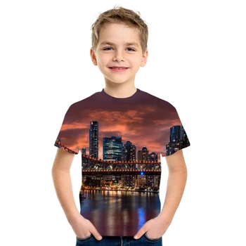 2021 Nou Brand Plus Dimensiune Tee Copii Fata Cămașă de Vară Oraș 3d Imprimate T-shirt Băiat cu mânecă Scurtă T-shirt 4-14t