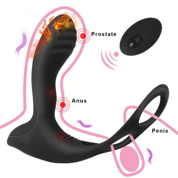10 Frecvența de Încălzire Prostata Masaj Vibrator Inel Jucărie Sexuală Pentru Bărbați Anal Vibrator Wireless de Control de la Distanță G-spot Stimulator