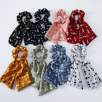 Coreea Style Papion cu Buline Cravată de Păr Coarda Păr Drăguț Elasticele Pentru Femei Accesorii de par Banda de Cauciuc Frizură Coada de cal Titular