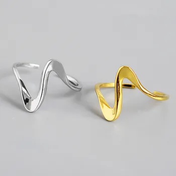 Special Creation 925 Sterling Silver Simple Wave Finger Rings Gifts Jewelry For Women