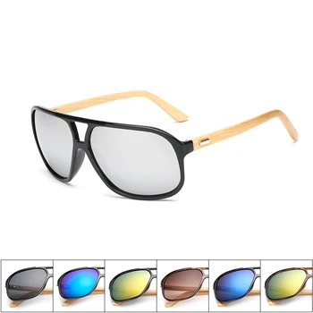 Brand de Bambus, Lemn de ochelari de Soare Retro Bărbați Femei Acoperire Oglinda Ochelari de Soare UV400 Shades Ochelari de Gafas De Sol