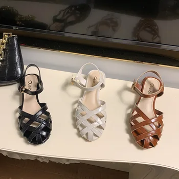 În afara Sandale de Vară 2021 Vânzarea De Pantofi pentru Femei Respirabil Noi Fetele Plat Moda Gladiator Închis Scăzut Roma Copita Tocuri Scandal
