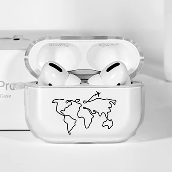 Amuzant Harta Lumii Cazuri Moale Pentru Apple Airpods 1/2 TPU Cască Bluetooth Acopere Populare Pentru Pods Air Pro 3 Pod Caz Saci de Box