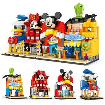 4buc/set Nou Film Clasic Disney Mickey Minnie Desene animate Street View Magazin Building Block Model de Jucărie pentru Copii de Bloc
