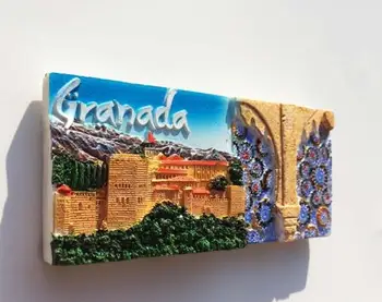 Mână-pictat magnet de frigider autocolante cu coloane de piatră sculptate la Palatul Alhambra din Granada, Spania