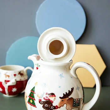 Mână-pictat de Relief V*illeroy&Boch bone China, Ceaiul de după-Amiază de Crăciun Fierbător Cana de Înaltă Calitate realizate Manual Fierbător