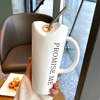 Drăguț Ceramica Cani Cana De Cafea Ceai Lapte Birou Cupe Drinkware Cu Oțel Inoxidabil Paie Cel Mai Bun Cadou De Ziua De Nastere Pentru Prieteni