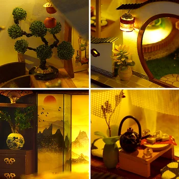 DIY Miniaturi din Lemn, Păpuși Kit Mobilier Chinezesc Roombox Modelul Mari Vila Casa Papusa Casa Asamblat Jucarii pentru Adulti Cadouri