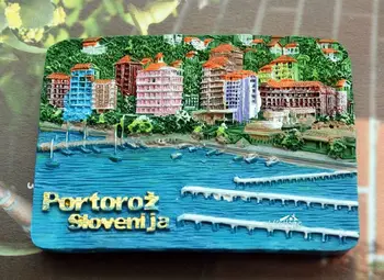 Portoroz Slovenia Călătorie Turistică de Suveniruri 3D Rășină Frigider Magnet de Frigider Autocolant Ambarcațiuni IDEE de CADOU de Bucatarie Acasă Decor