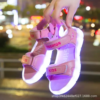 Cele mai noi de Vară pentru Copii Pantofi pentru Fete Sandale USB Încărcător de Colorat Stralucitoare Adidasi Copii Condus Pantofi Casual Baieti Condus Papuci