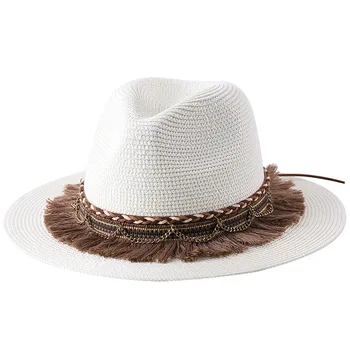 Pălărie de paie de sex Feminin de Vară Stațiunea Rafie Pălărie de Umbrire O Pălărie Mică de Jazz de Mana-Curea-Palarie de Cowboy Pălărie Panama en-gros