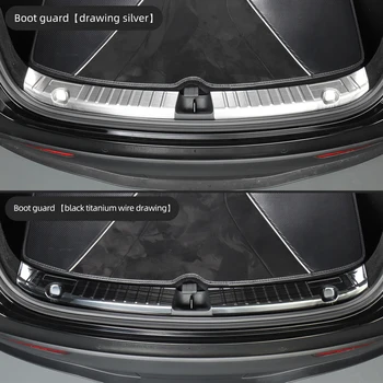 LUCKEASY din oțel Inoxidabil portbagaj interior paza pentru Tesla Model Y Masina Interior Bara Spate Garda Placă Capac Ornamental（Nou Stil）