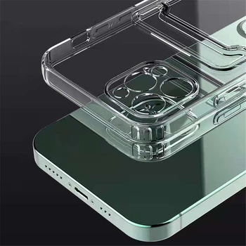Silicon Transparent Carte de Buzunar de Stocare de Caz Pentru iphone 12 Pro Max Mini 11 Xs XR X 7 8 SE2 Camera de Protecție Portofel Geanta Acoperi