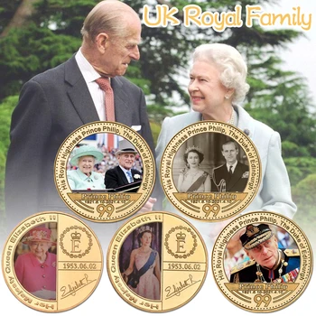 Majestatea sa Regina Elisabeta a II-a de Aur Monedă Comemorativă din marea BRITANIE Familia Regală Prințul Philip Suvenir Medalie Moneda Cadouri pentru Ea