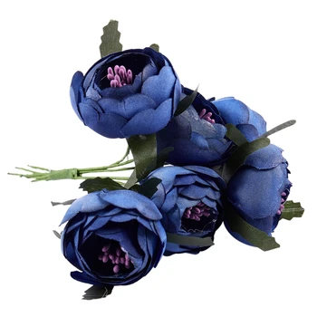 6pcs/lot Simulare pânză de Mătase buchet de mireasa cu flori flori decorative (albastru Regal violet inima)floare diametru