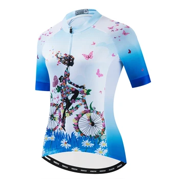 Weimostar 2021 Femei pentru Ciclism tricou Tricou de Vara cu Bicicleta Îmbrăcăminte Maillot Ciclismo Maneci Scurte MTB Bicicleta Fete Topuri Albastru Negru