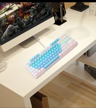 Mecanice Axa Tastatura cu Fir 87 de Taste cu iluminare RGB Tastatură Mecanică de Gaming Gamer Tastatura Tastatura Iluminata Dropshipping