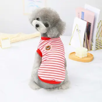 Elegant Costum De Câine Stripe Design Rotund Gat Animale De Companie Pânză De Desene Animate De Animale De Imprimare Vesta T-Shirt De Vară Câini Haine Consumabile