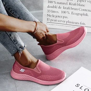 2021 vara femei adidași aluneca pe moale pentru femei pantofi casual plat Doamnelor pantofi ciorap Plasă lofaers moda Vulcaniza Pantofi