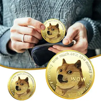 Aur/Monede Comemorative de Argint Doge Placat cu Unda Bitcoin, Moneda Decor Meserii Desktop Trei-dimensional Ornamente Instrumente