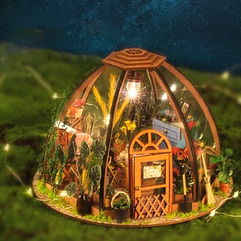 DIY in miniatura din lemn, păpuși cerul Înstelat flori de casa Mobilier pentru papusi mini-casă de păpuși pentru copii cadouri