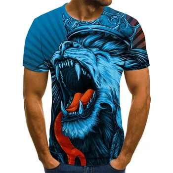 2021 noua ie T-shirt street wear tigru 3D bărbați cu mânecă scurtă moda de vara tricou hip-hop gât pentru bărbați