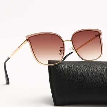 Noua Moda Supradimensionate fără ramă de ochelari de Soare Brand de Lux de Design Femeile Metal ochelari de Soare UV400 Shades Ochelari de oculos de sol