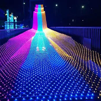 Craciun cu LED-uri Șir de Lumini de Basm Net Plasă de Cortina de Crăciun Petrecere de Nuntă în aer liber, piscină Interioară Lampă rezistent la apa UE Plug