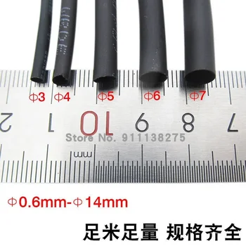 5 METRU/LOT 2:1 NEGRU, 1 mm, 1,5 mm, 2 mm, 2.5 mm, 3mm, 3.5 mm, 4mm 5mm 6mm 8mm 10mm Căldură Tub contractibil