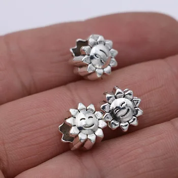 5Pcs Argint Placat cu Floarea-soarelui Farmecul Margele se potrivesc Pandora Europene Brățară Bijuterii DIY Constatările Accesorii Handmade