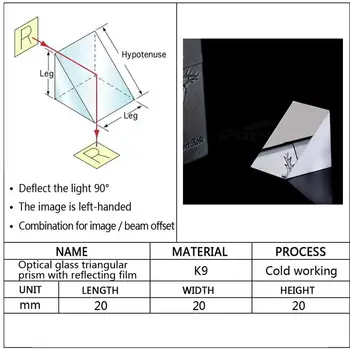 Sticlă optică Prisme Triunghiulare Unghi Drept Isoscel Prisme Lentile H-K9 Material de Sticlă pentru Instrumente Imagine Tester Proiector