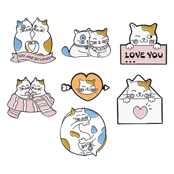 Desene animate pisica pin te iubesc pisoi drăguț anti-orbire catarama denim rucsac brosa sac de decor insigna