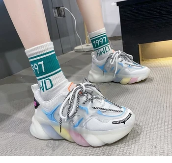 Singurul Femei ochiurilor de Plasă Indesata pantofi de Vară 2021 Platforma de Moda Casual, Adidasi Uri la Modă Alb Rece Doamnelor Pantofi