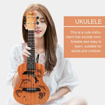 Profesionale Delfin Model Soprano Ukulele Uke Hawaii Chitara Sapele 4 Siruri De Caractere Lemn, Instrumente Muzicale Pentru Incepatori