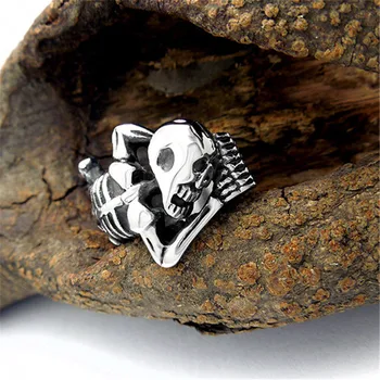 Modyle Punk Rock Skull Ring Bijuterii pentru Femei din Oțel Inoxidabil de Scheletul Inel de Culoare Argintie-Culoare Niciodată nu se Estompeze