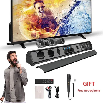 Bluetooth Sound Bar cu Fir Wireless, bar de sunet Surround Stereo Soundbox Sistem Home Theater Difuzoare TV cu Lumină Ambientală