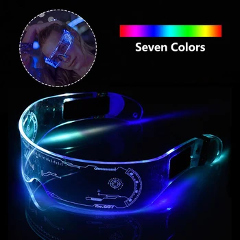 Rece Lumina LED-Up Ochelari de vedere Futurist Vizorul Ochelari 7 Culori Baterii de Moda Ochelari pentru Party Festival de Performanță