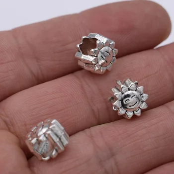 5Pcs Argint Placat cu Floarea-soarelui Farmecul Margele se potrivesc Pandora Europene Brățară Bijuterii DIY Constatările Accesorii Handmade