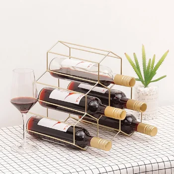 Creative Geometrice Rack De Vin De Metal De Uz Casnic Simple De Struguri De Vin Rack Restaurant Living Bar Cabinet De Vin De Vin De Afișare